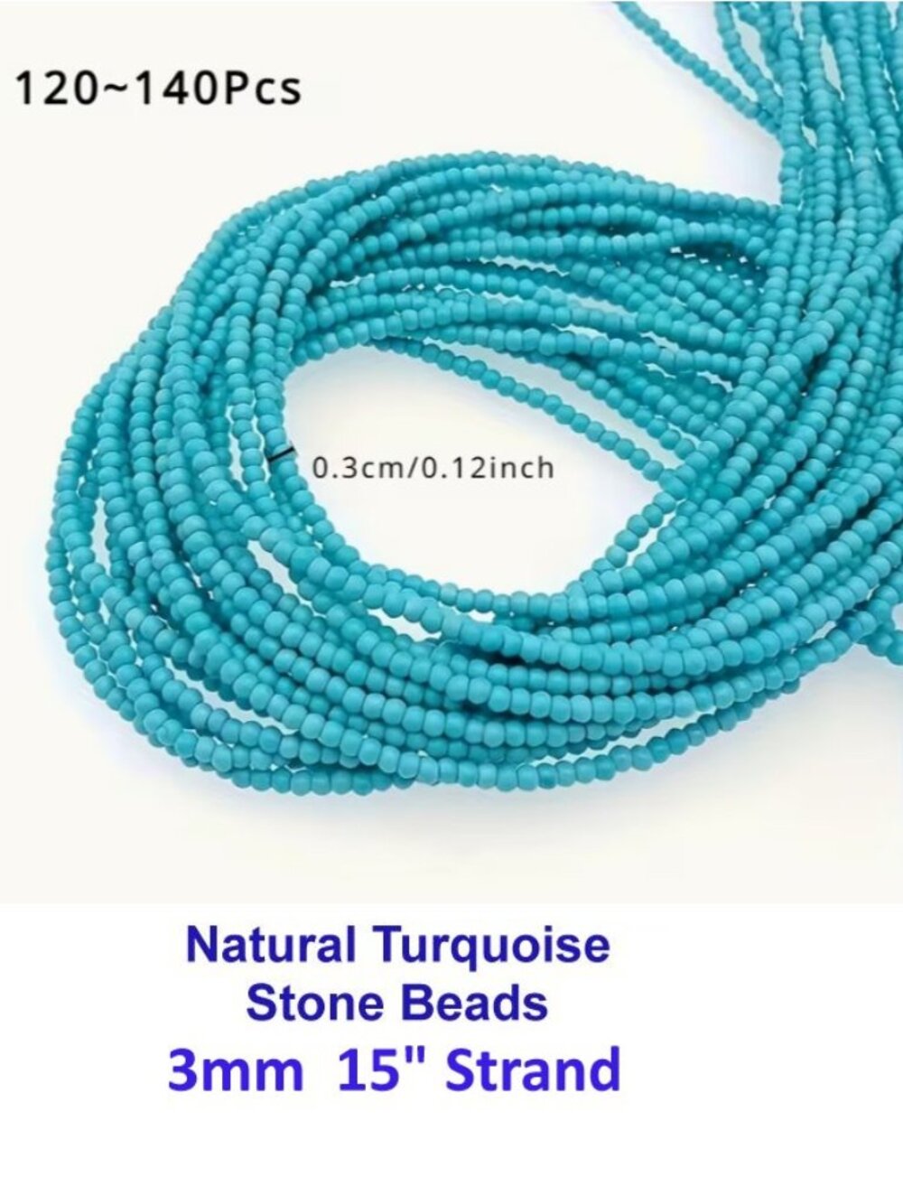 Natural Turquoise Stone Beads  3mm
